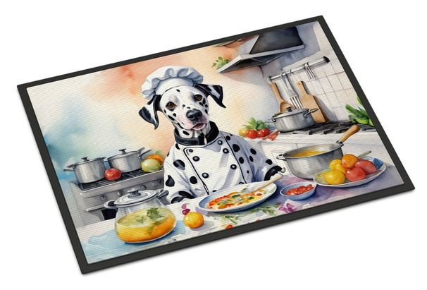 Dalmatian The Chef Doormat Front Door Mat Indoor Outdoor Rugs For Entryway, Non Slip Washable Low Pile, 24H X 36W_maomaolike.com