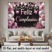 Spanish Happy Birthday Party Banner - Feliz Cumpleaños Design, Pink Black Polyester Backdrop, Balloons Gifts, Photo Props, Party Decor_maomaolike.com