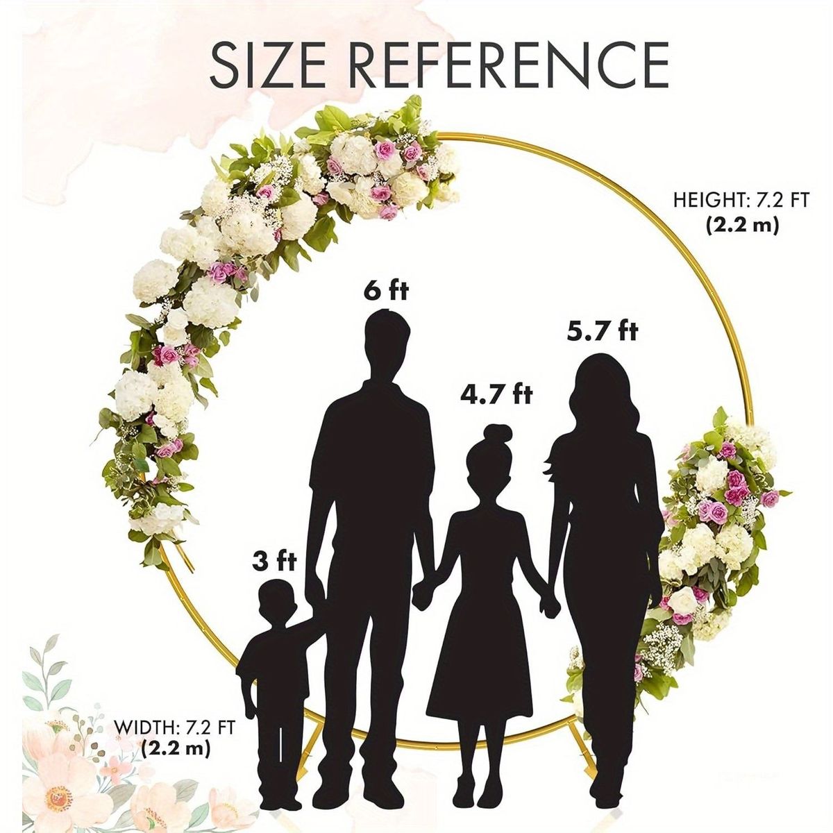 7.2FT Gold Round Backdrop Stand: Ideal For Weddings, Birthdays, Baby Showers & Graduations. Stable Metal Frame For Balloon Arches, Circle Garland. A Circle Backdrop Stand For Party Decor_maomaolike.com
