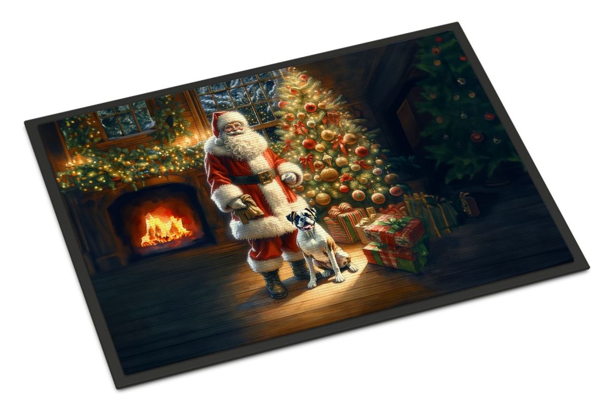 Boxer And Santa Claus Doormat Front Door Mat Indoor Outdoor Rugs For Entryway, Non Slip Washable Low Pile, 24H X 36W_maomaolike.com