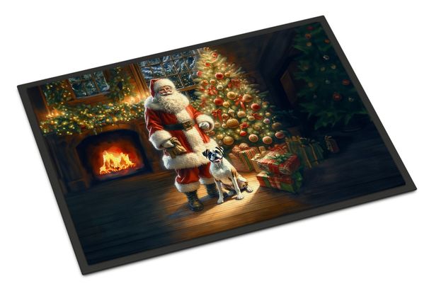 Boxer And Santa Claus Doormat Front Door Mat Indoor Outdoor Rugs For Entryway, Non Slip Washable Low Pile, 24H X 36W_maomaolike.com