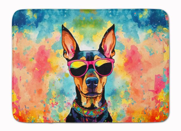 Doberman Pinscher Hippie Dawg Memory Foam Kitchen Mat Machine Washable Anti-Fatigue Mat Cushion Comfort Bath Mat Or Kitchen Rug_maomaolike.com