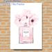 Floral Perfume Bottle Painting Poster, Delicate Watercolor Pink Flower & Perfume Bottle Poster, Elegant Decorative Piece Ideal For Bedroom, Dressing_maomaolike.com