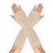 Unisex Twist 8-figure gloves men's and women's same wool fingerless cuff knitted warm medium long_maomaolike.com