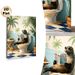 Humorous Beach Sea Lion Painting Poster, Whimsical Tropical Scene Poster, Funny Sea Lion In Sunglasses Reading Newspaper On Toilet, Lighthearted_maomaolike.com