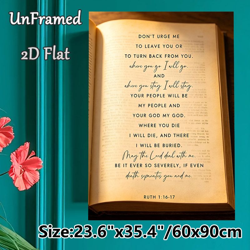 Ruth 1:16-17 Bible Verse Painting Poster, Warm-toned Mixed Font Scripture Poster, Inspirational Religious Message, Suitable For Home, Prayer Room And_maomaolike.com