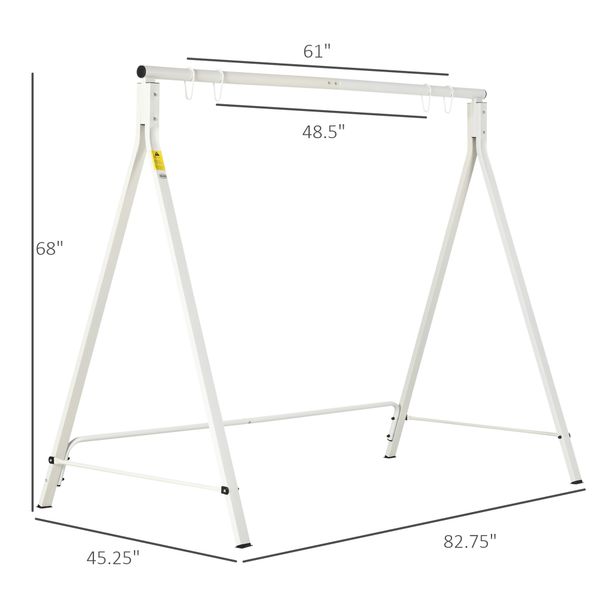 Metal Porch Swing Stand, Heavy Duty Swing Frame, Hanging Chair Stand Only, 528 LBS Weight Capacity, For Backyard, Patio, Lawn, Playground, White_maomaolike.com