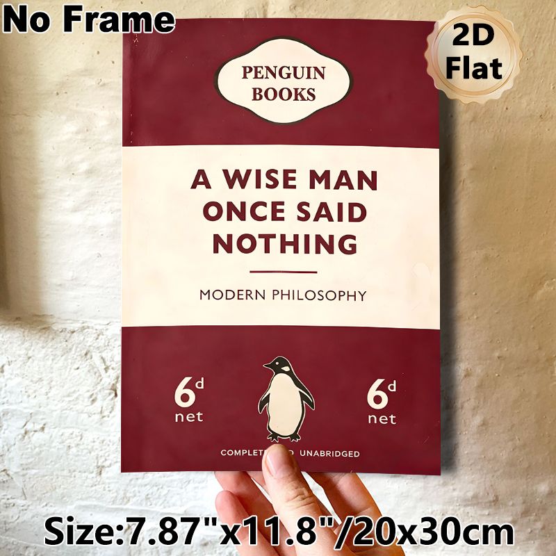 Vintage Book-Themed Philosophical Quote Painting Poster, Retro Typographic Book Cover Style Poster, Witty Minimalist Decor Suitable For Home Office_maomaolike.com