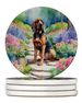 Bloodhound Spring Path Large Sandstone Coasters Pack Of 4 Absorbent Round Coasters Decor Gifts For Men Or Women, 4 In, Multicolor_maomaolike.com