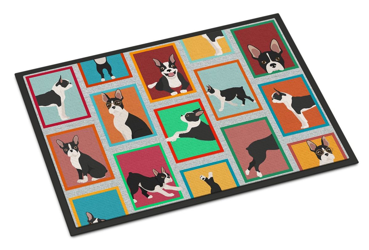 Lots Of Boston Terrier Doormat Front Door Mat Indoor Outdoor Rugs For Entryway, Non Slip Washable Low Pile, 24H X 36W_maomaolike.com