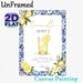 Limoncello Spritz Cocktail Painting Poster, Watercolor Style With Blue Tile Border & Fresh Lemon Elements Poster, Displays Drink Recipe, Ideal For_maomaolike.com