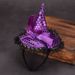 Unisex Halloween witch pointed hat sequined headband decorated Halloween dance performance witch hat bow lace hair._maomaolike.com