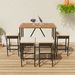 5-Piece Outdoor Acacia Wood Bar Height Table And Four Stools With Cushions, Garden PE Rattan Wicker Dining Table, Foldable Tabletop, High-Dining Bistro Set, All-Weather Patio Furniture, Brown_maomaolike.com