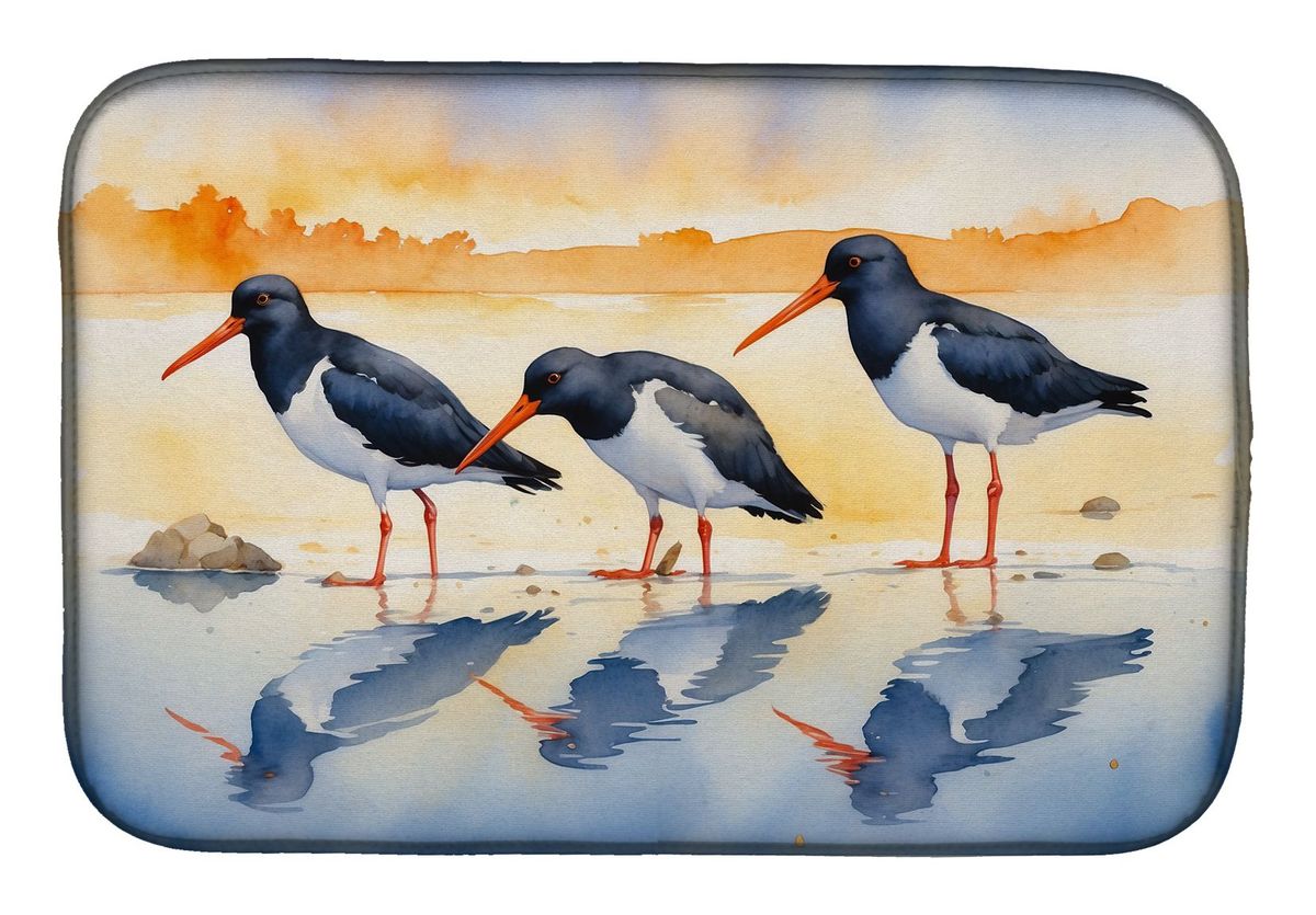 Oystercatchers Foraging Dish Drying Mat Absorbent Dish Drying Mat Pad For Kitchen Counter Dish Drainer Mat For Countertop, 14 X 21", Multicolor_maomaolike.com
