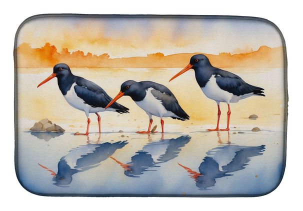 Oystercatchers Foraging Dish Drying Mat Absorbent Dish Drying Mat Pad For Kitchen Counter Dish Drainer Mat For Countertop, 14 X 21", Multicolor_maomaolike.com