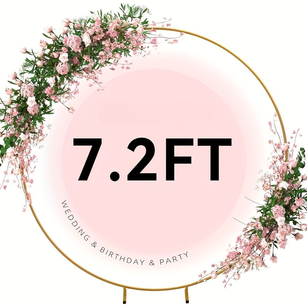 7.2-foot Circular Background Frame, Stable Balloon Arch Frame, Metal Wedding Arch Background Frame, Circular Background Frame Suitable For Weddings, Birthday Parties, Shower Decorations (gold)_maomaolike.com