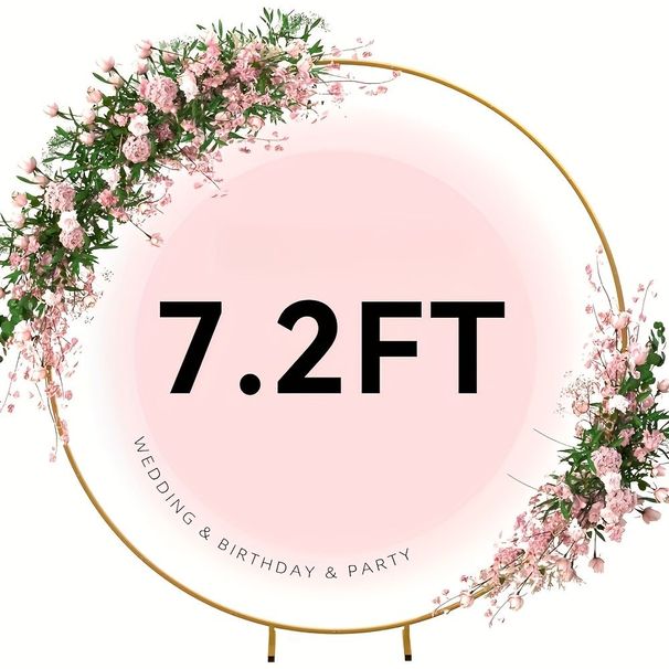 7.2-foot Circular Background Frame, Stable Balloon Arch Frame, Metal Wedding Arch Background Frame, Circular Background Frame Suitable For Weddings, Birthday Parties, Shower Decorations (gold)_maomaolike.com