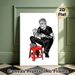 Man Eating Noodles Painting Poster, Bold Graphic Monochrome With Red Accent Poster, Unique Culinary-themed Decor Ideal For Kitchen And Dining Area_maomaolike.com