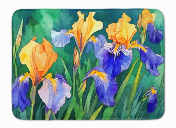 Tennessee Iris In Watercolor Memory Foam Kitchen Mat Machine Washable Anti-Fatigue Mat Cushion Comfort Bath Mat Or Kitchen Rug_maomaolike.com