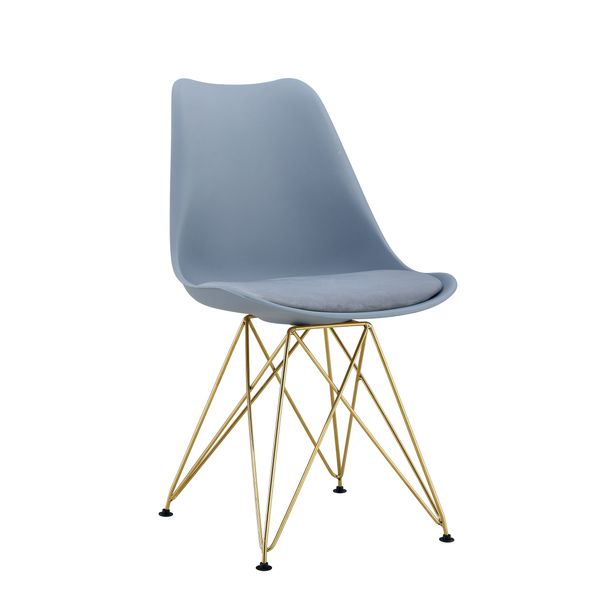 Modern Dining Chairs With Shell Lounge Plastic Seat And GOLDEN STEEL Legs KITEHCN Chairs Meeting Room Chairs Living Room,Set Of 4, GREY_maomaolike.com