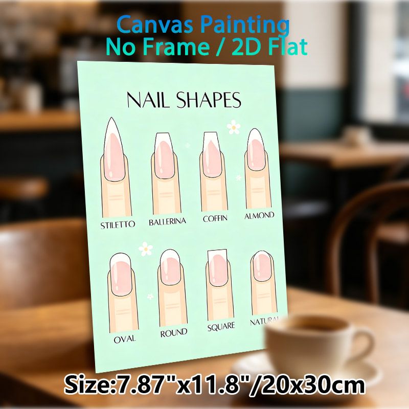 Nail Shapes Painting Poster, Soft Pastel-hued Illustrative Poster, Clear Showcase Of Diverse Nail Styles, Ideal For Nail Salons And Beauty Spaces_maomaolike.com