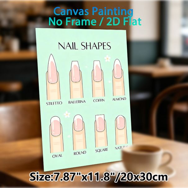 Nail Shapes Painting Poster, Soft Pastel-hued Illustrative Poster, Clear Showcase Of Diverse Nail Styles, Ideal For Nail Salons And Beauty Spaces_maomaolike.com