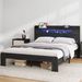 Bed Frame Queen Size, Wood Platform Bed Frame With Storage LED Light Headboard And 2 USB , Noise Free,No Box Spring Needed And Easy Assembly Tool,Large Under Bed Storage,Black_maomaolike.com