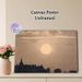 City Silhouette & Large Moon Landscape Painting Poster, Muted-tone Retro Oil Painting Style Poster, Calm Atmospheric Decor Ideal For Living Room_maomaolike.com