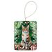Owyhee Bob Cat By The Christmas Tree Porcelain Ornament Christmas Tree Hanging Decorations For Home Christmas Holiday, Rectangle, Gift, Multicolor_maomaolike.com