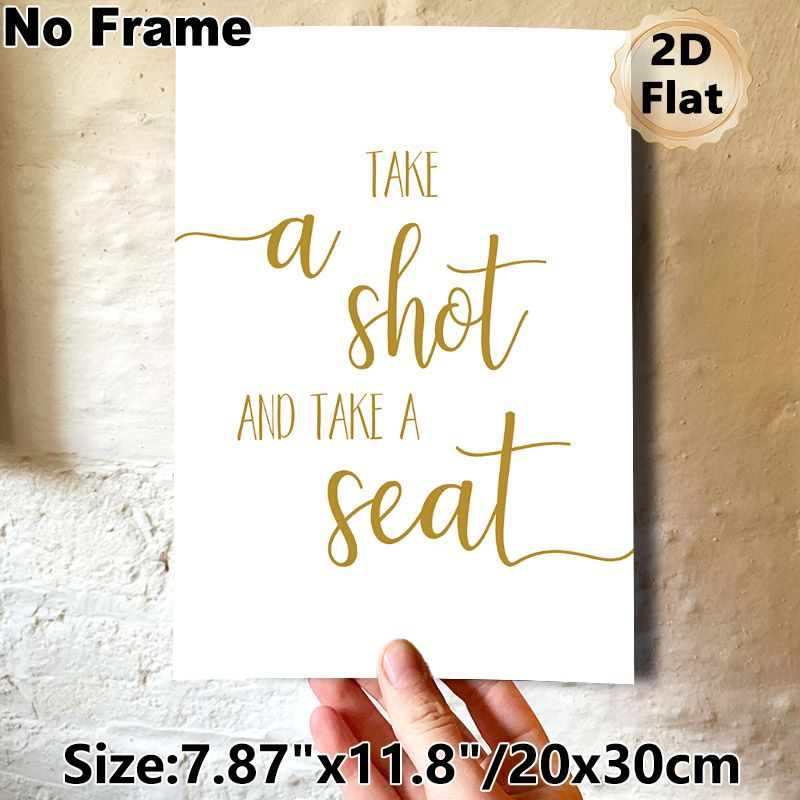 Witty Quote Typography Painting Poster, Elegant Gold Script Lettering Poster, Humorous Quote Design Ideal For Home Bar, Dining Space Decor_maomaolike.com