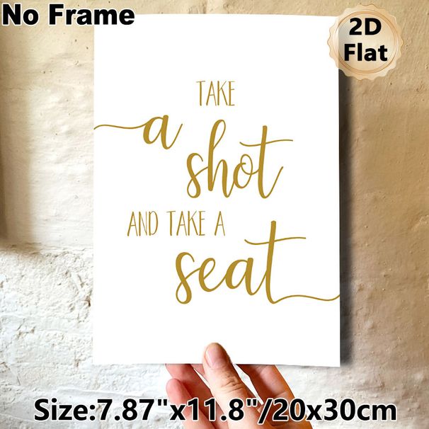Witty Quote Typography Painting Poster, Elegant Gold Script Lettering Poster, Humorous Quote Design Ideal For Home Bar, Dining Space Decor_maomaolike.com