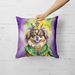 Tibetan Spaniel King Of Mardi Gras Throw Pillow Machine Washable, Indoor Outdoor Decorative Pillow For Couch, Bed Or Patio, 18Hx18W_maomaolike.com