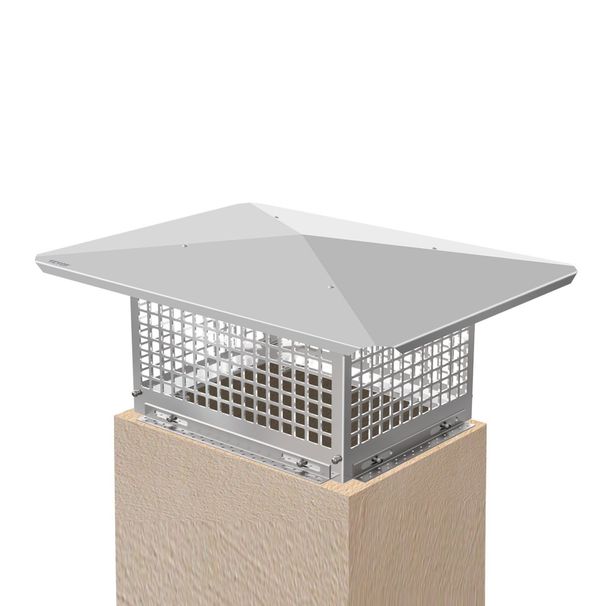 VEVOR Chimney Cap, 13" X 17" Flue Caps, 304 Stainless Steel Fireplace Chimney Cover, Adjustable Metal Spark Arrestor With Bolts Screws, Mesh Chimney Flue Cover For Outside Existing Clay Flue Tile_maomaolike.com