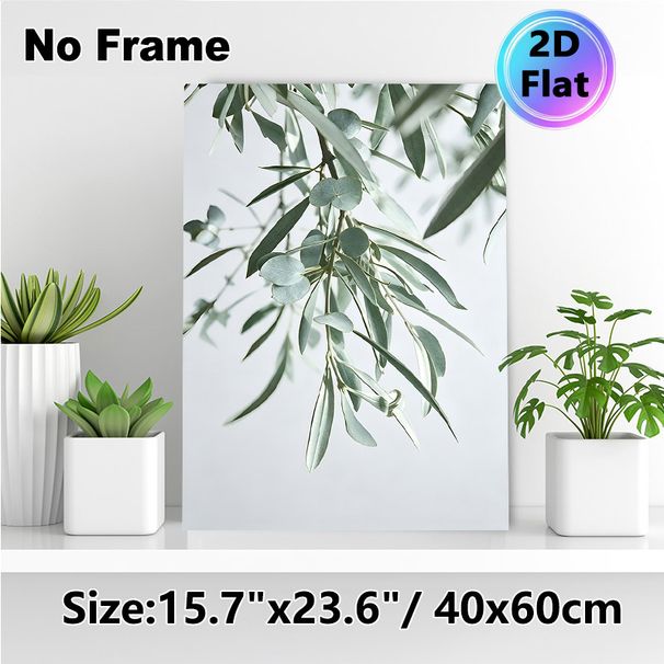 Botanical Eucalyptus & Olive Branch Painting Poster, Soft-toned Minimalist Foliage Poster, Calming Natural Decor Ideal For Living Room, Bedroom_maomaolike.com