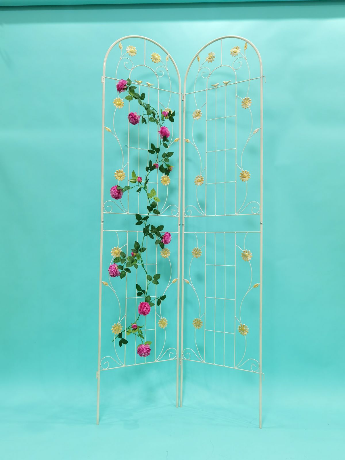 4 Pack Metal Garden Trellis 86.7" X 19.7" Rustproof Trellis For Climbing Plants Outdoor Flower Support Cream White_maomaolike.com