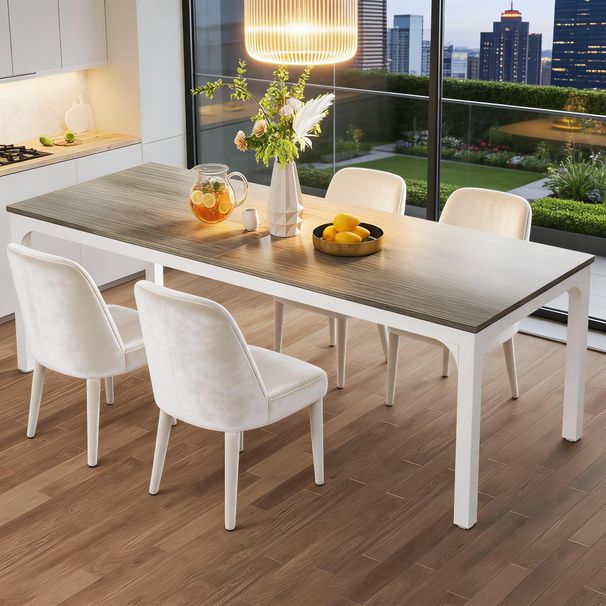 Rectangular Dining Table, 78 Inch Long Kitchen Table For 6-8 People_maomaolike.com