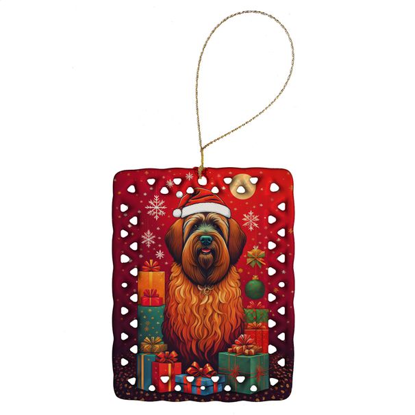 Briard Holiday Christmas Porcelain Ornament Christmas Tree Hanging Decorations For Home Christmas Holiday, Rectangle, Gift, Multicolor_maomaolike.com