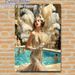 Roaring 20s Gatsby Style Painting Poster, Lavish Vintage Glamorous Flapper Lady Poster, With Glittering Gown & Grand Feather Decor, Elegant Retro_maomaolike.com