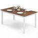 60 Inch Rectangular Dining Table With Solid Rubber Wood Legs Seat Up To 6 Anti-scratch Foot Pads For Kitchen, Dining Table And Restaurants_maomaolike.com
