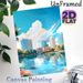 Waterfront City Skyline Painting Poster, Vibrant Flat-style Urban Scene Poster, Peaceful Lakeside City View With Clear Reflections, Suitable For Home_maomaolike.com