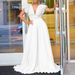 Women's sexy deep V pleated wide leg large size jumpsuit_maomaolike.com