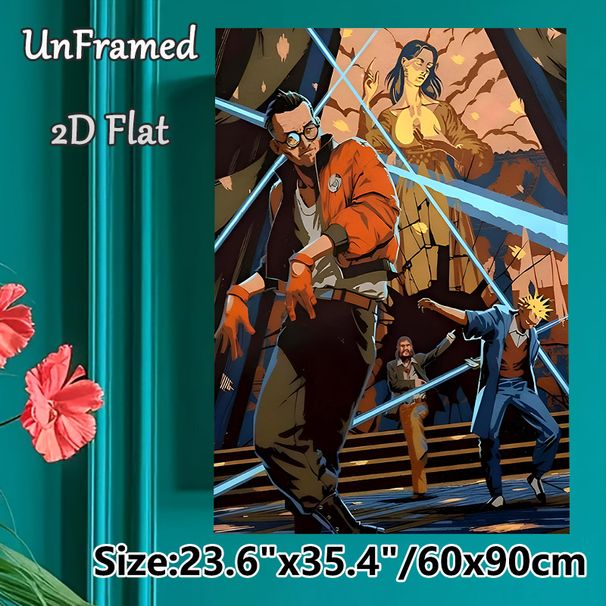Anime Dancing Characters Painting Poster, Vibrant Dynamic Comic-style Poster, Eye-catching Artistic Decor Suitable For Living Room, Game Room_maomaolike.com