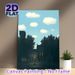 Village Landscape Painting Poster, Serene Retro Village Scene With Glowing Lamp Poster, Tranquil Calming Decor Ideal For Living Room, Bedroom And_maomaolike.com