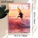 Surfing Themed Painting Poster, Vibrant Sunset Coastal Scene Poster, Features Dynamic Surfer Performing Trick In Pink-hued Waves, Adds Energetic_maomaolike.com