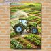 Farm Tractor Gardening Painting Poster, Vibrant Cartoon-style Poster, Green Tractor Watering Vegetable Fields, Fresh Pastoral Decor Idea For Home_maomaolike.com