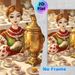 Traditional Tea Party Folk Lady Painting Poster, Vibrant Whimsical Illustrated Poster, Folk-attired Lady Pouring Tea From Golden Samovar, Warm_maomaolike.com