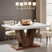 47-Inch Dining Table For 4, White Kitchen Dinner Table With Heavy Duty Pedestal, Farmhouse Wooden Eating Table_maomaolike.com