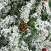 9 Foot Pencil Snow Flocked Artificial Christmas Tree With Pine Realistic Branches, Pine Cones, Red Berries, Auto Open, Green_maomaolike.com