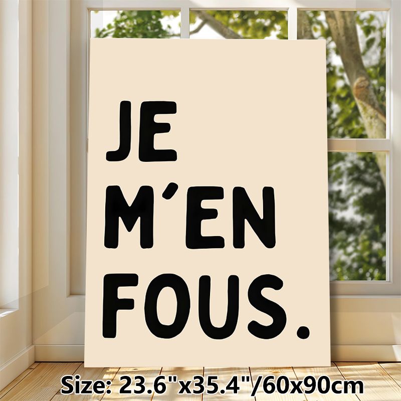 French Slogan Painting Poster, Minimalist Bold Typographic Poster, Casual Expressive Wording Design Ideal For Bedroom, Living Room Wall Decor_maomaolike.com