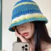 Hot Sale 2024 Women Fashion Crochet Bucket Hat Handmade Knit Cute Striped Beanie Designer_maomaolike.com